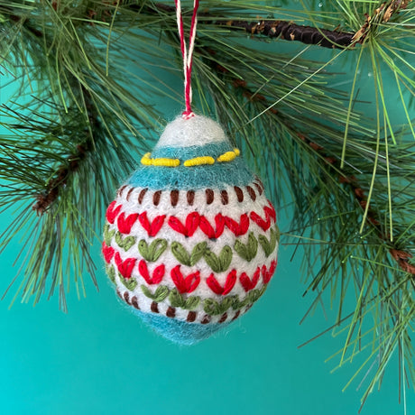 Colorful Round/Drop w/Embroidery Felt Christmas Ornaments, Set of 3