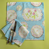 blue napkins made from vintage plates fabric from Madcap Cottage