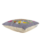 Easter hooked pillow with bunny, eggs and floral design in pastel colors