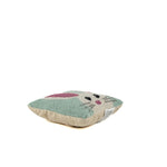 bunny face hooked pillow with soft textured design on white background
