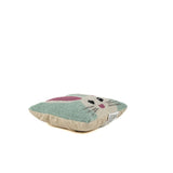 bunny face hooked pillow with soft textured design on white background