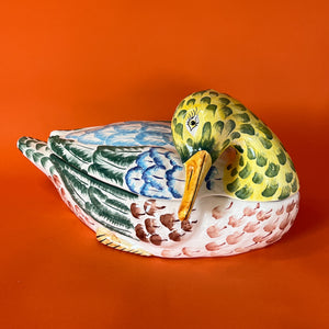 Vintage Lidded Duck Italian Ceramic Centerpiece