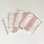 A set of four Cabana Boy white and pink stripe cloth cocktail napkins from madcap cottage