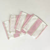 A set of four Cabana Boy white and pink stripe cloth cocktail napkins from madcap cottage
