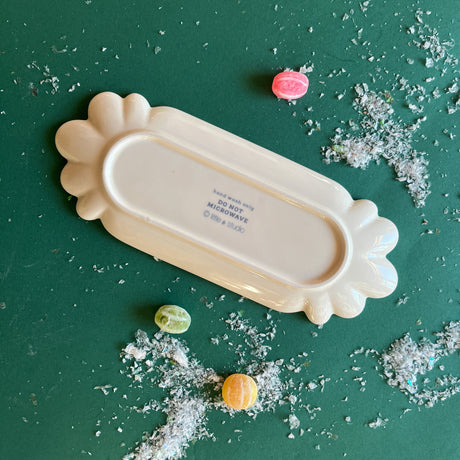 Ceramic Candy-Striped Christmas Accent Plate, Set of 4