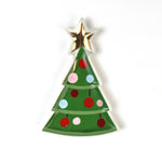 front of a Green ceramic tree accent plate with star at top