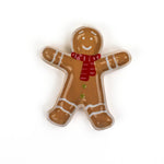 Ceramic gingerbread Christmas accent plate shaped like gingerbread man with red scarf