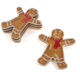 Ceramic gingerbread Christmas accent plate shaped like gingerbread man with red scarf