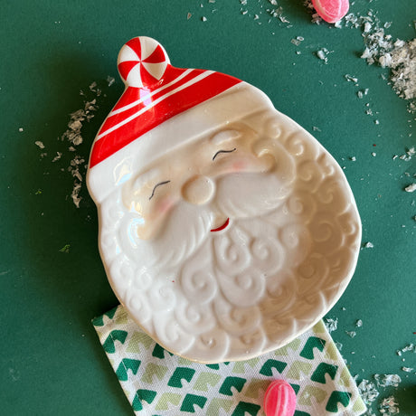 Ceramic Santa Christmas Candy Plate, Set of 4