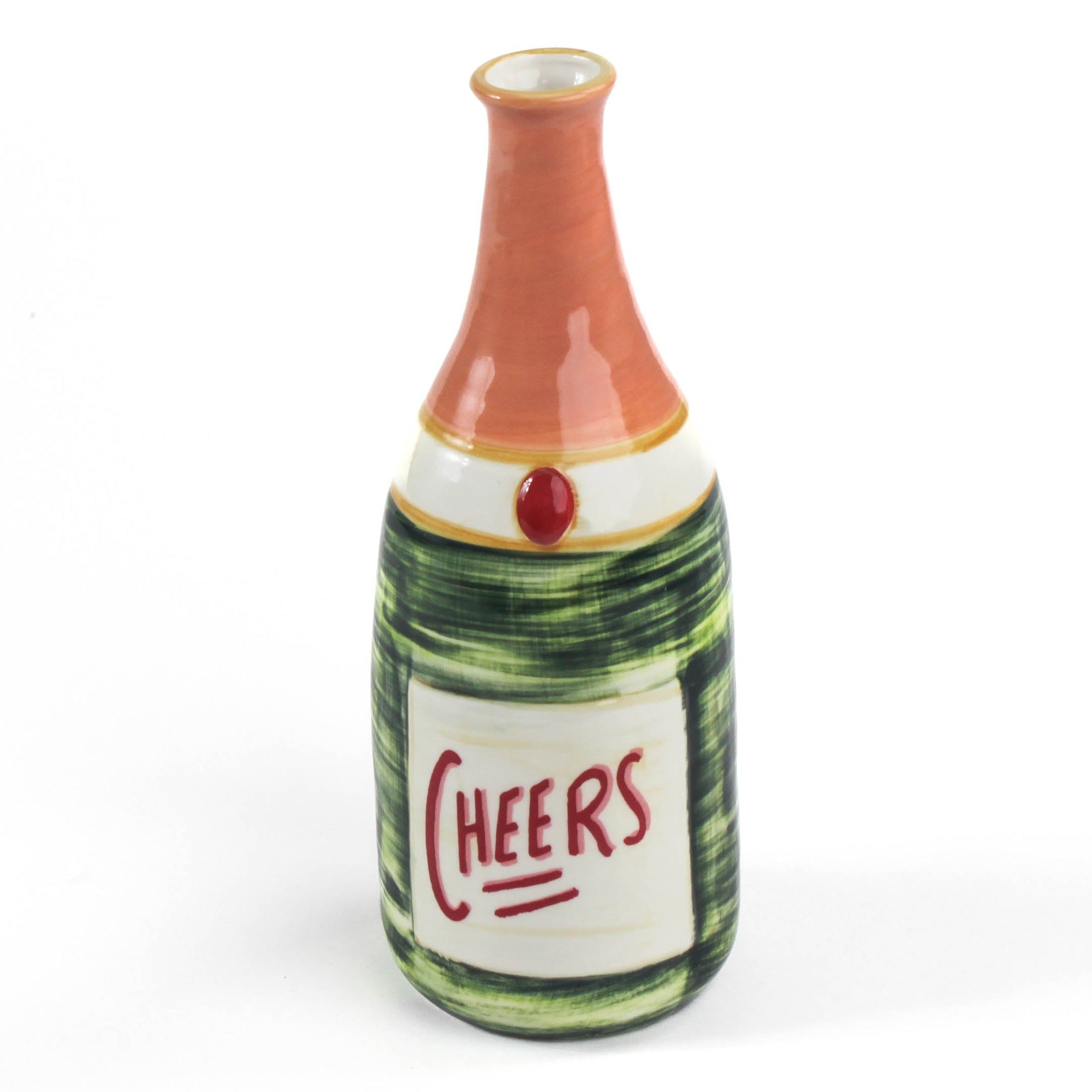 Ceramic Cheers Champagne Vase top front view