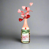 Cheers Vase with valentines hearts instead of flowers