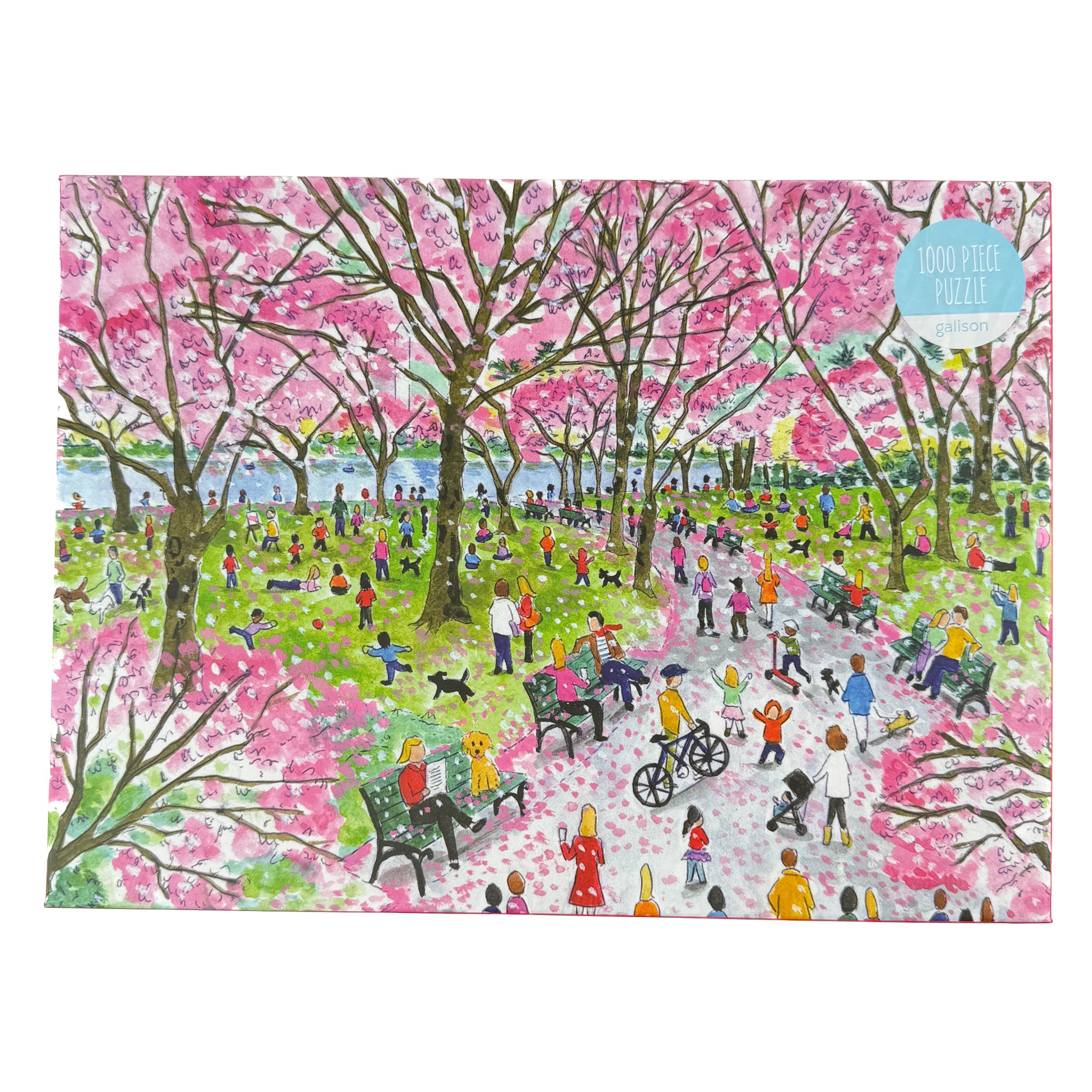 1000 piece jigsaw puzzle with cherry blossoms artwork in decorative box