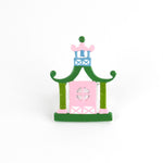 pink and green pagoda shaped metal chinoiserie napkin ring from madcap cottage. 