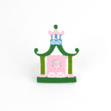 pink and green pagoda shaped metal chinoiserie napkin ring from madcap cottage. 