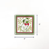 Christmas Holly Pug Square Acrylic Tray (Medium) with dimension of 8" x 8".