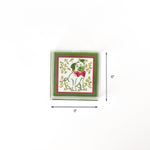 Christmas Holly Pug Square Acrylic Tray Small with dimension of 6" x 6".