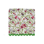 Christmas mice-pattern dinner napkin with green scalloped trim