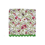 Christmas mice-pattern dinner napkin with green scalloped trim