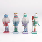 back of Colorful pastel nutcracker ornaments with candy accents