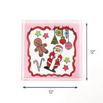 Christmas Santa Friends Acrylic Tray (Large) with dimension of 12" x 12".