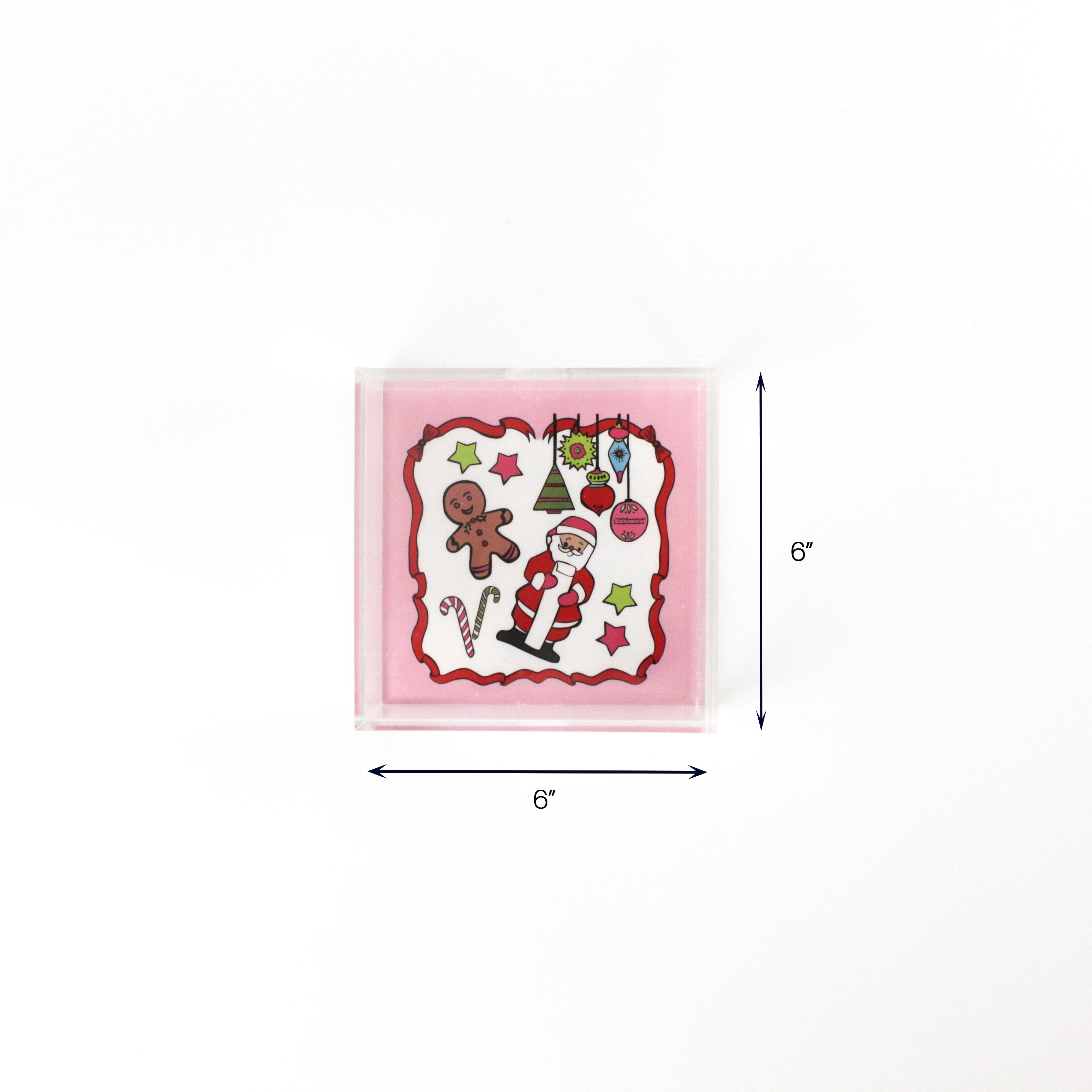 Christmas Santa Friends Acrylic Tray Small with dimension of 6" x 6".