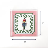 Christmas Square Acrylic Tray Nutcracker blue large with dimension of 12" x 12".