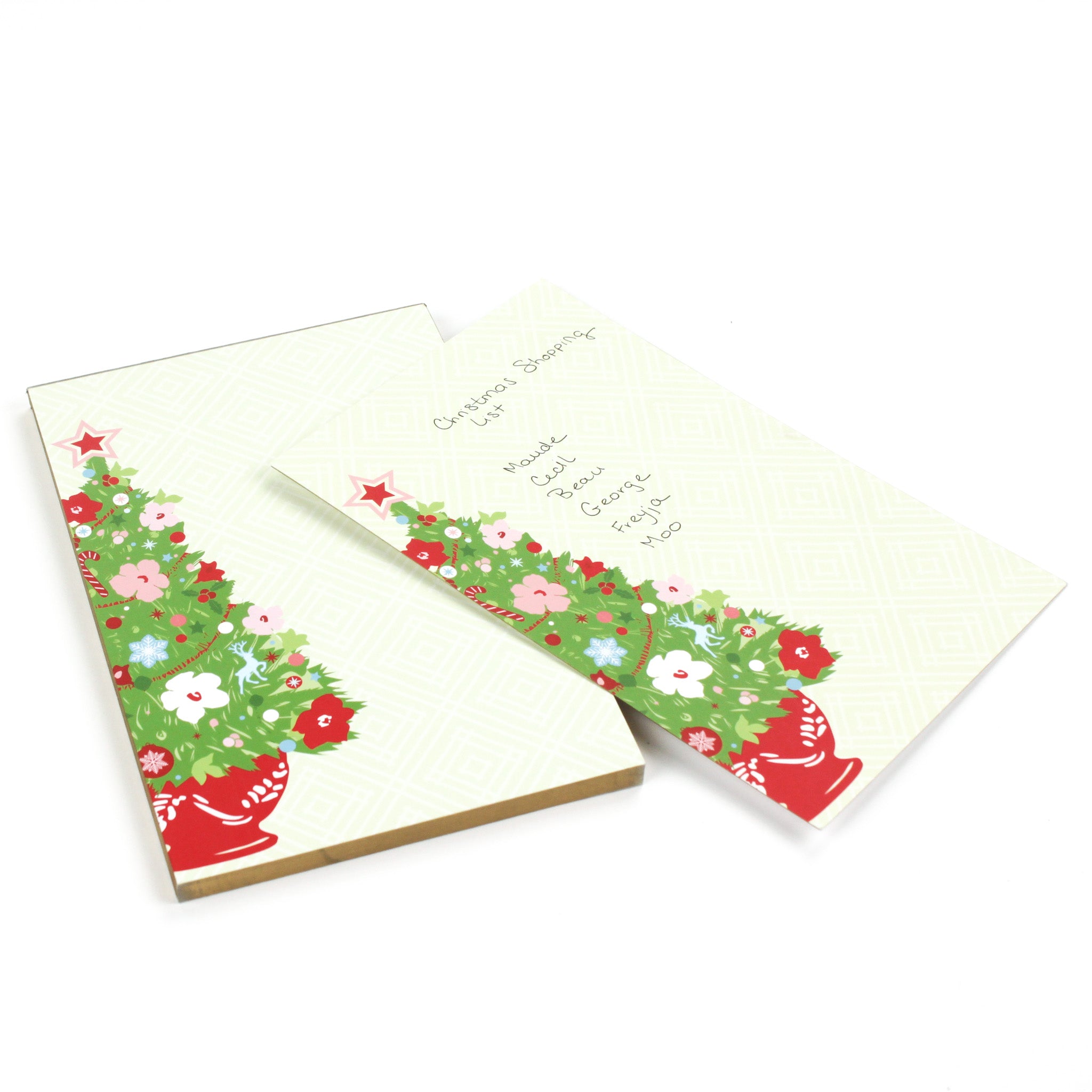 Christmas Tree themed Lux Notepads in a white background