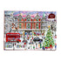 Christmas in London 1000-piece jigsaw puzzle by Michael Storrings, illustrated holiday street scene featuring festive decorations, Christmas tree, double-decker bus, and snowy London cityscape.