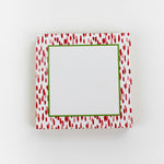 Square Luxury Notepad in Club House Meadow with Geranium Red and Green border