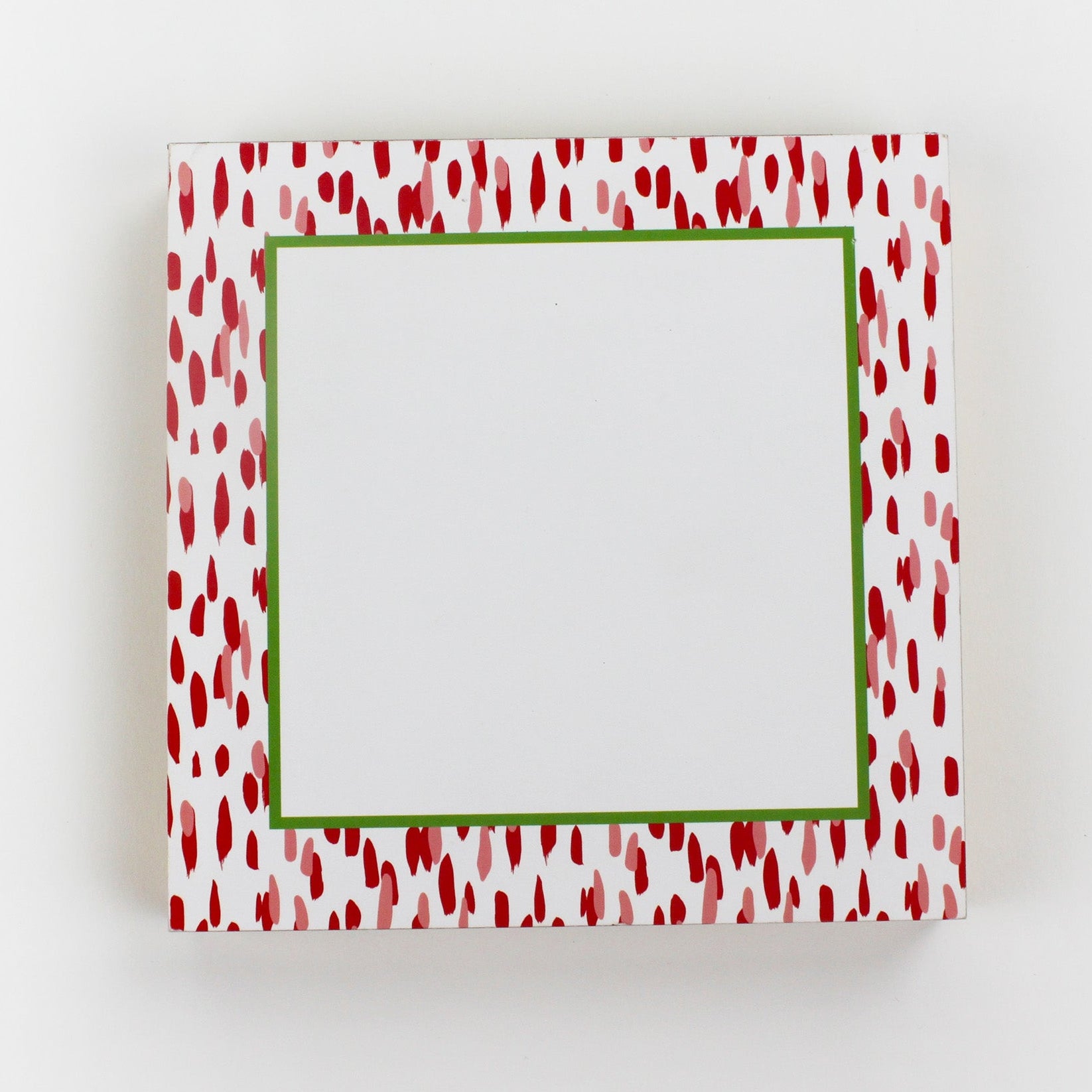 Square Luxury Notepad in Club House Meadow with Geranium Red and Green border