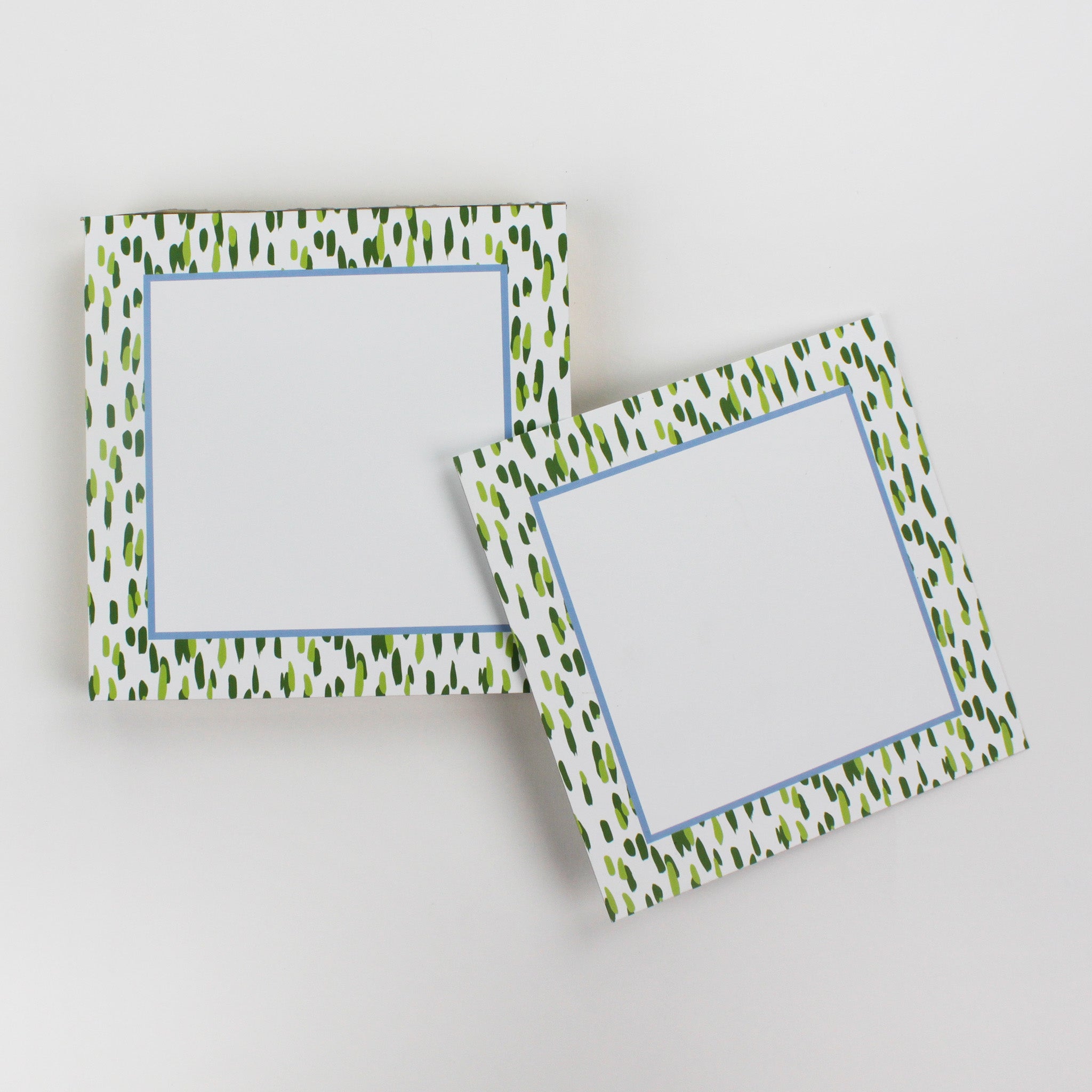 Square Luxury Notepad in Club House with  Meadow Green and blue border