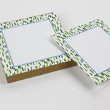 Square Luxury Notepad in Club House with  Meadow Green and blue border