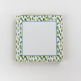 Square Luxury Notepad in Club House with  Meadow Green and blue border