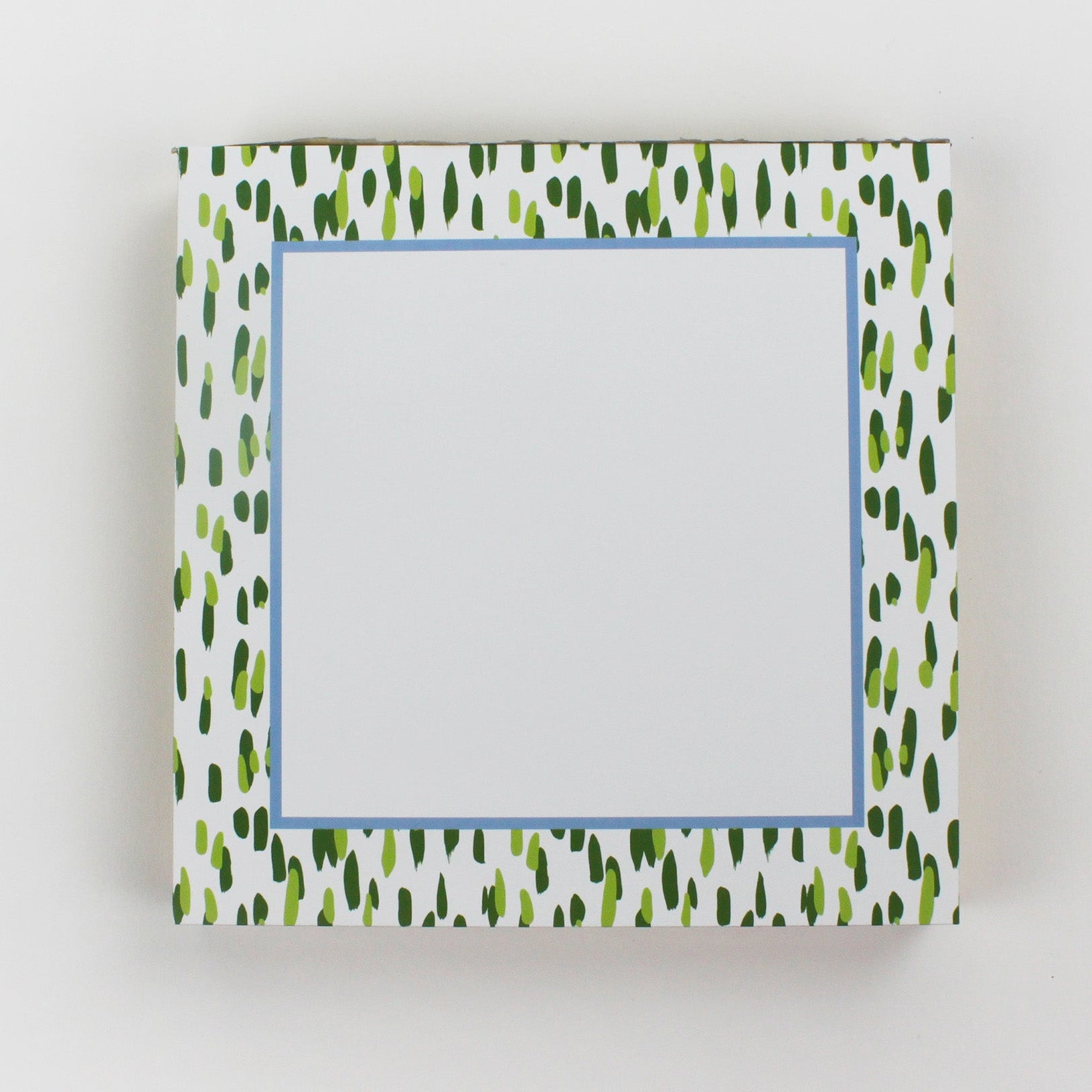 Square Luxury Notepad in Club House with  Meadow Green and blue border