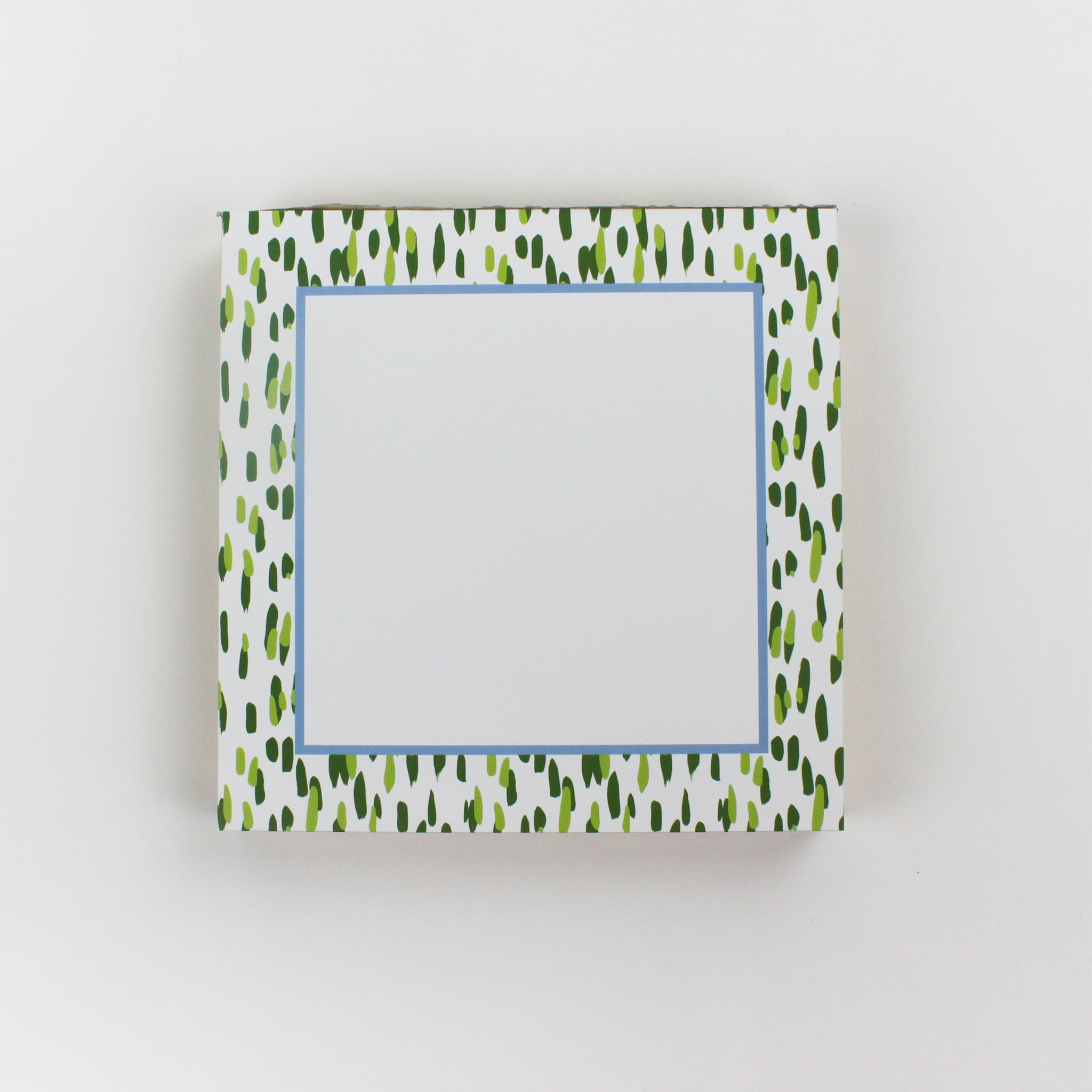 Square Luxury Notepad in Club House with  Meadow Green and blue border
