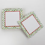 Square Luxury Notepad in Club House with Meadow Green and Red  borders