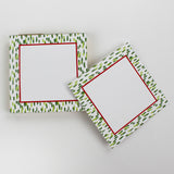 Square Luxury Notepad in Club House with Meadow Green and Red  borders