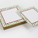 Square Luxury Notepad in Club House with Meadow Green and Red  borders