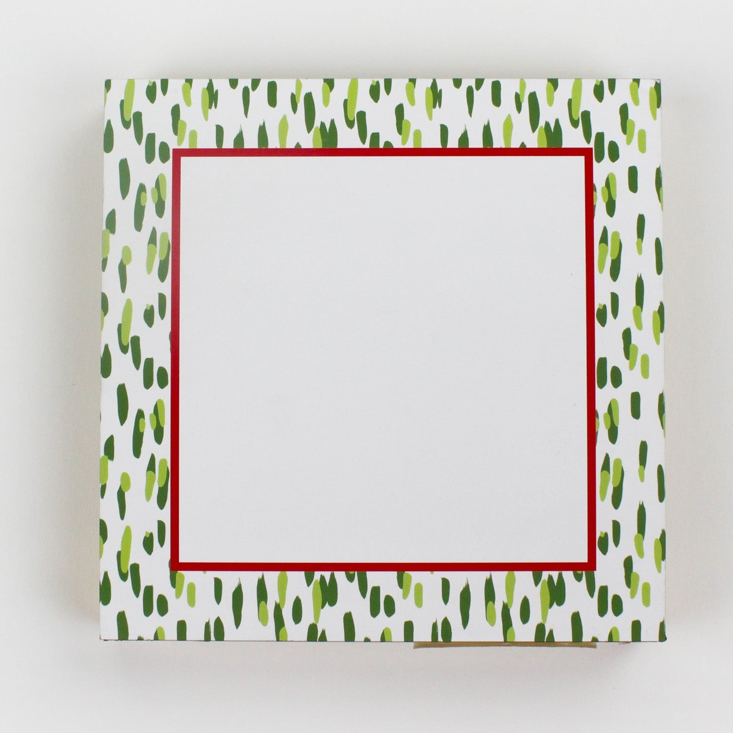 Square Luxury Notepad in Club House with Meadow Green and Red  boarders