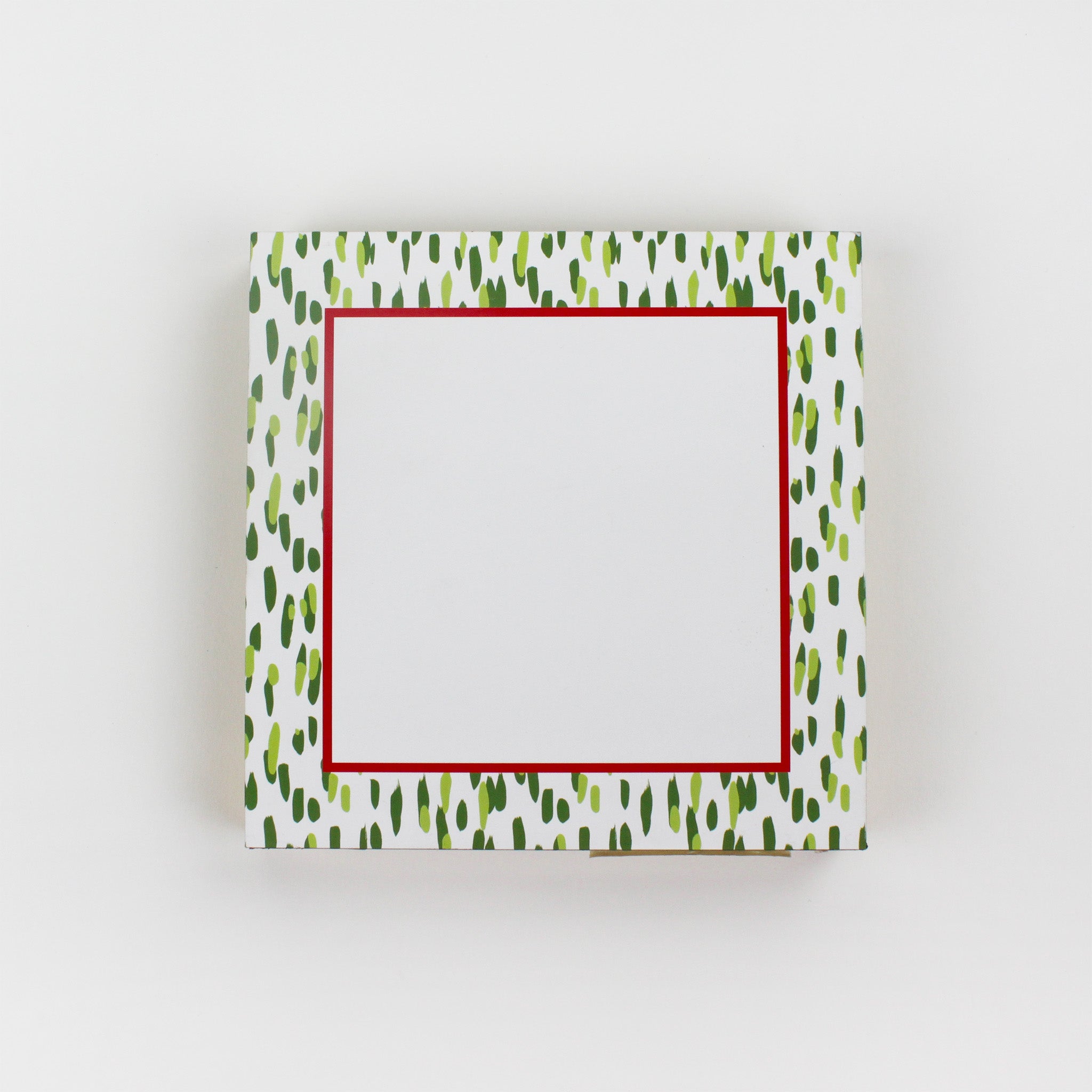 Square Luxury Notepad in Club House with Meadow Green and Red  boarders