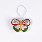 A beaded butterfly felt Christmas ornament