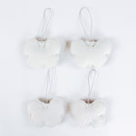 back of A set of four beaded butterfly felt Christmas ornaments