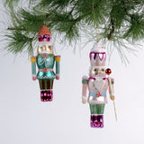 Colorful Glass Nutcracker Christmas Ornaments, Set of 2