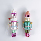 Colorful Glass Nutcracker Christmas Ornaments, Set of 2
