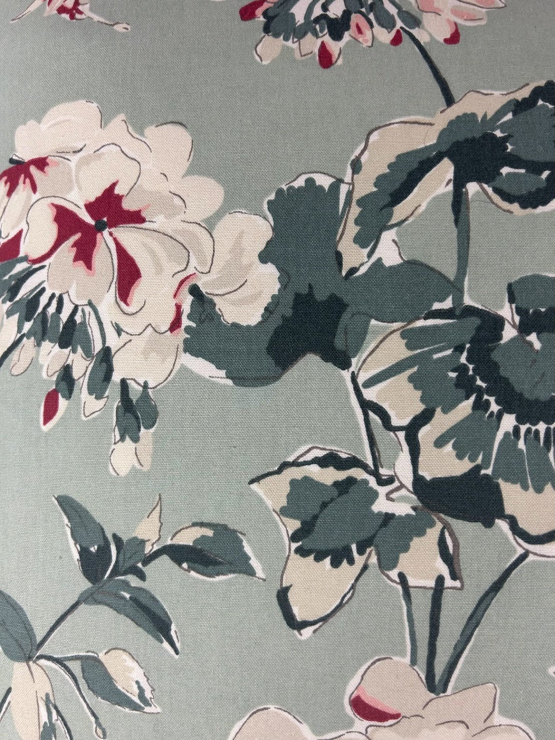 Close-up of Cottage Grove periwinkle blue floral fabric showing botanical pattern and texture