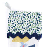 colourful christmas stocking with a green patterned cuff