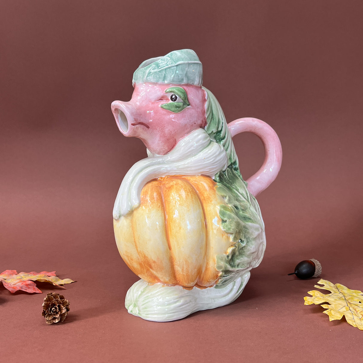 Vintage Ceramic Vegetables Piglet Pitcher