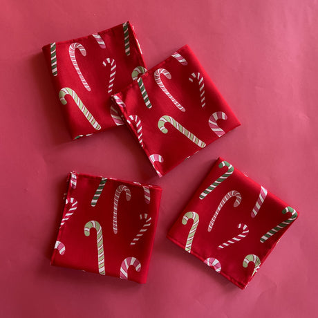 Dancing Candy Canes cloth Dinner Napkins, Set of 2