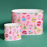 Empty duo of Darling Ornaments Christmas caddies in large and small on a green background