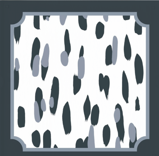 Detail of pattern on the Club House navy blue square acrylic tray